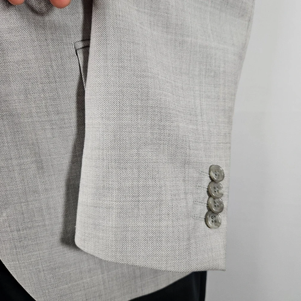 Apt.9 Men's Sport Coat Blazer Two Button Light Gray Shark Skin Wool Modern 40S
